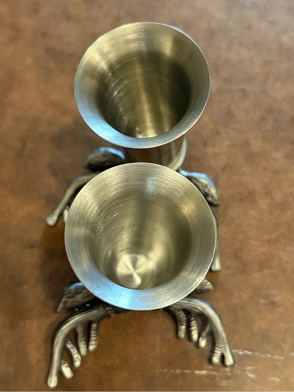 Vintage- 2 Jäegermeister Stag Deer Head Pewter/Stainless Steel Shot Glasses. 🦌